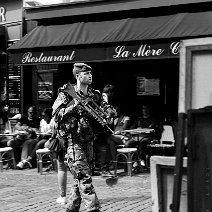 A soldier walks through Montmartre