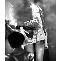 Boy in front of the shop window